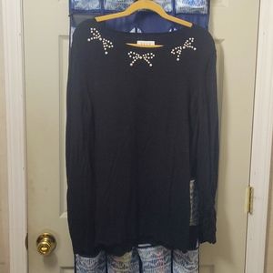 Elle simulated pearl black sweater, XXL